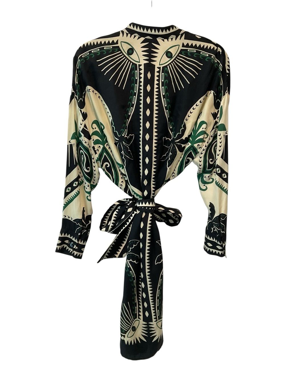 FARM Rio Mystic Scarf Chemise Dress Small Black Cream Celestial Palm Print - Picture 5 of 8
